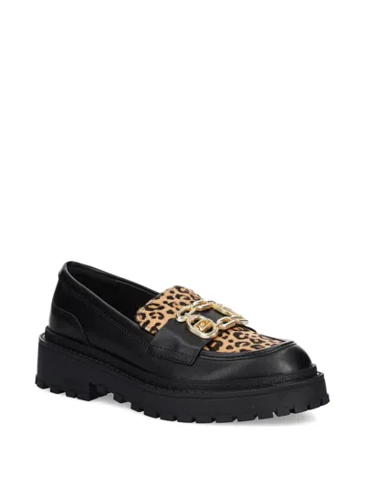 Liu •jo Leopard-print Loafers In Black