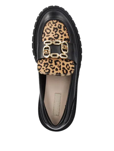 Liu •jo Leopard-print Loafers In Black