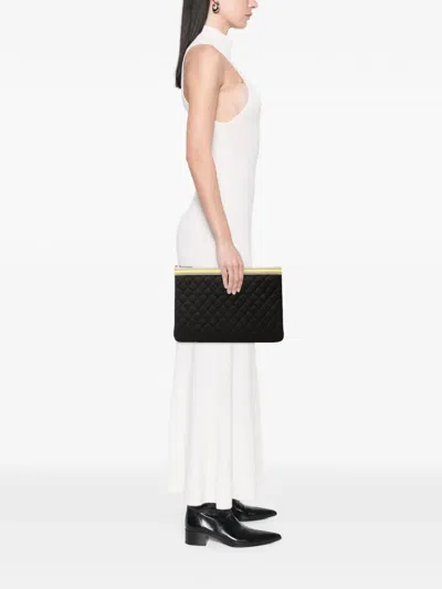 Pre-owned Chanel 2016-2017 Large Quilted Nylon Fluo Boy O Case Clutch Bag In Black