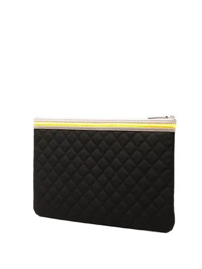 Pre-owned Chanel 2016-2017 Large Quilted Nylon Fluo Boy O Case Clutch Bag In Black