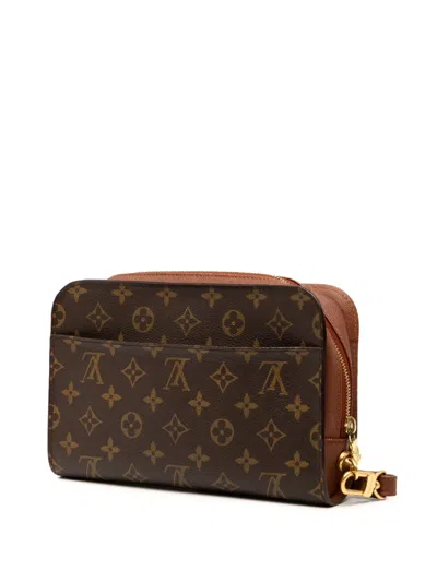 Pre-owned Louis Vuitton 2003 Monogram Orsay Clutch Bag In Brown