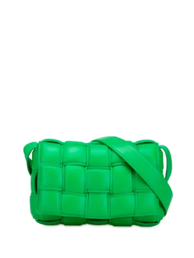 Pre-owned Bottega Veneta 2012-2025 Small Nappa Intrecciato Padded Cassette Crossbody Bag In Green