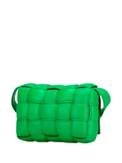 Pre-owned Bottega Veneta 2012-2025 Small Nappa Intrecciato Padded Cassette Crossbody Bag In Green