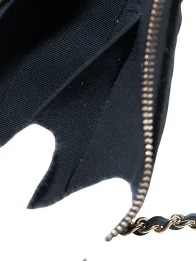 Pre-owned Chanel 2021-2025 Cc Quilted Velour Half Moon Chain Crossbody Bag In Black