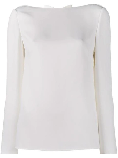 Valentino Bow Cowl-back Silk Cady Top In Black
