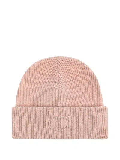 Coach Embossed-logo Beanie Hat In Pink