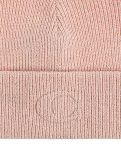 Coach Embossed-logo Beanie Hat In Pink