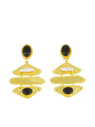 Sylvia Toledano Brutalist Onyx-detail Earrings In Gold