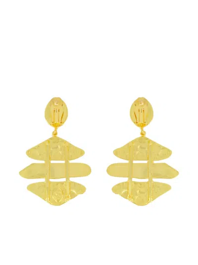Sylvia Toledano Brutalist Onyx-detail Earrings In Gold