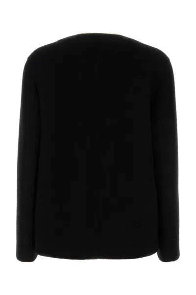 Gucci Wool Blend Cardigan With Contrast Trim And Front Pockets In Black