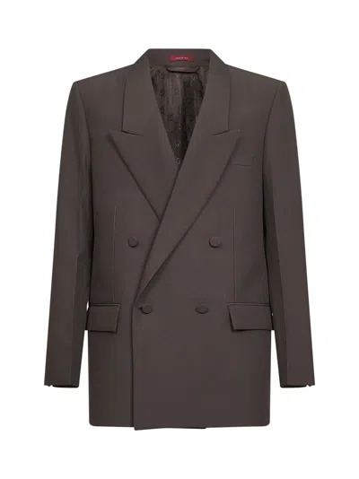 Gucci Double-breasted Technical Panama Jacket In Brown