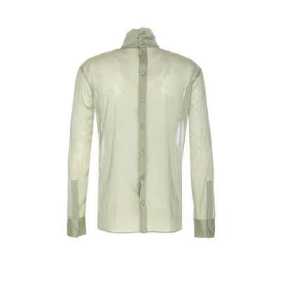 Gucci High Neck Long Sleeve Sheer Shirt In Green