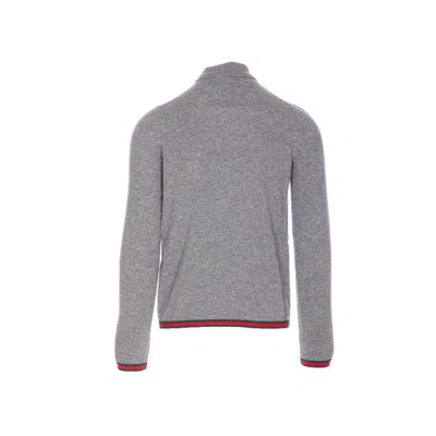 Gucci High Neck Turtleneck Sweater With Ribbed Trim In Gray