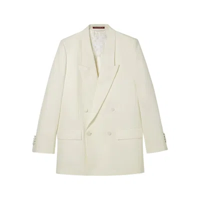 Gucci Double-breast Technical Panama Jacket In White