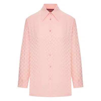 Gucci Long Sleeve Shirt Regular Collar In Pink