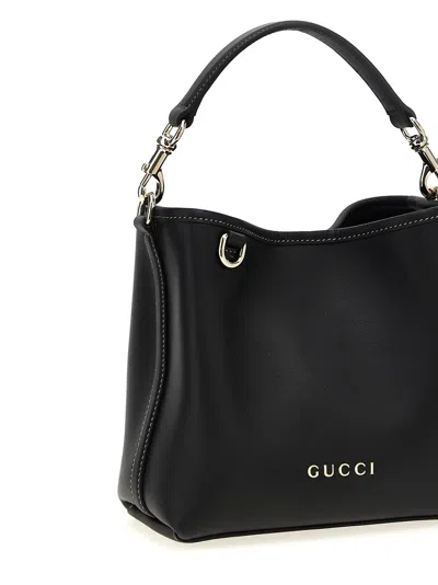 Gucci Borsa A Secchiello Gg Emblem In Pelle Nera Donna In Black