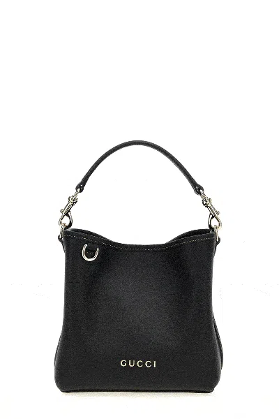 Gucci Borsa A Secchiello Gg Emblem In Pelle Nera Donna In Black
