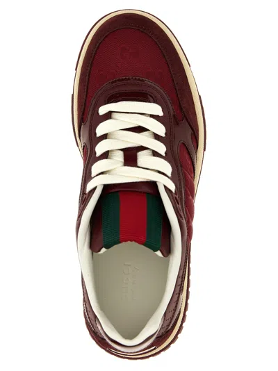 Gucci Burgundy Leather And Gg Supreme Fabric Re-web Sneakers In Burgundy