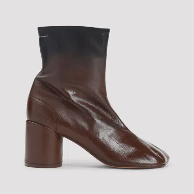 Mm6 Maison Margiela Anatomic Block-heel Boots In Brown