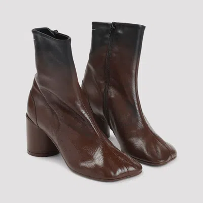 Mm6 Maison Margiela Anatomic Block-heel Boots In Brown
