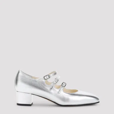 Carel Triple Strap Square Toe Block Heel Pump In Metallic