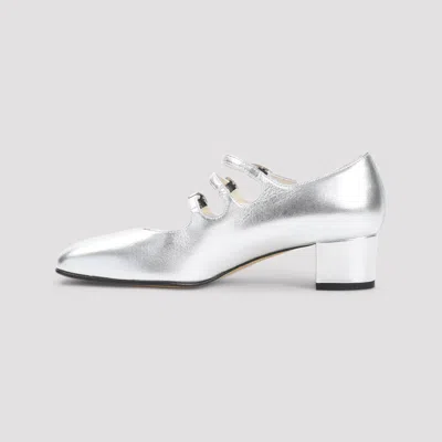 Carel Triple Strap Square Toe Block Heel Pump In Metallic