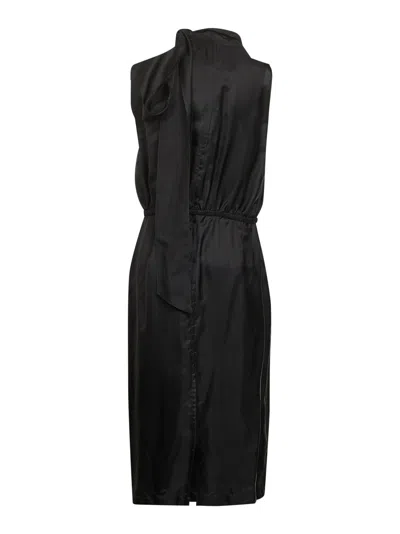 Gucci Women Black Fluid Viscose Twill Midi Dress In Multi