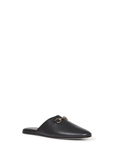 Gucci Women Black Nappa Leather Mules With Horsebit