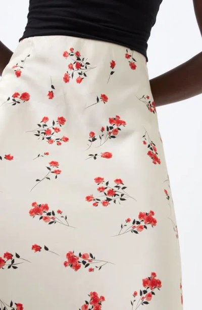 French Connection Floramour Ennis Satin Maxi Skirt In Classic Cream Multi In White