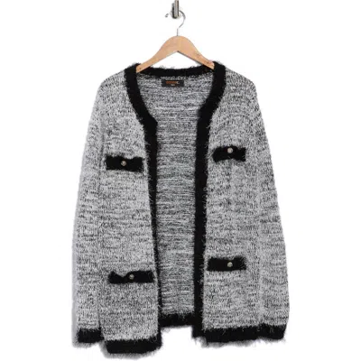 Renee C Open Front Fuzzy Knit Cardigan In Black