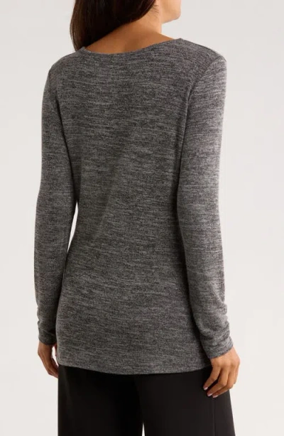 Patrizia Luca Scalloped Hem Long Sleeve Top In Gray