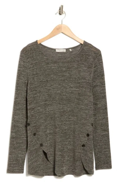 Patrizia Luca Scalloped Hem Long Sleeve Top In Gray