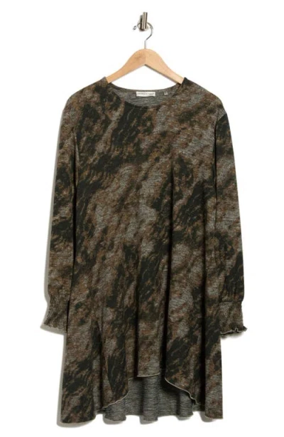 Patrizia Luca Long Sleeve Hacci Tunic Top In Gray