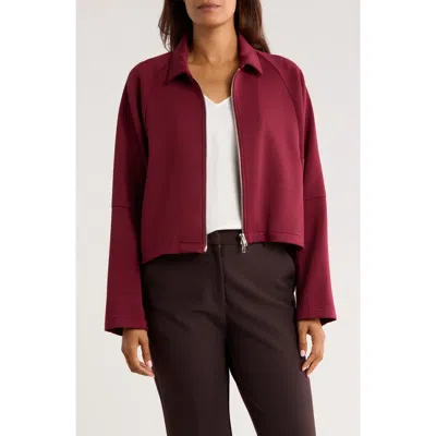Patrizia Luca Boxy Crop Jacket In Burgundy