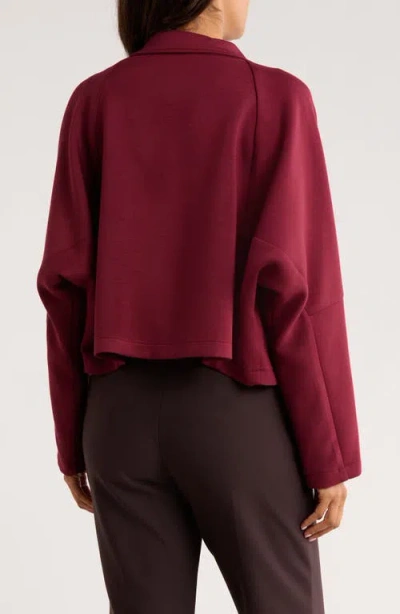 Patrizia Luca Boxy Crop Jacket In Burgundy
