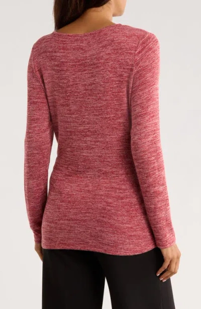 Patrizia Luca Scalloped Hem Long Sleeve Top In Red