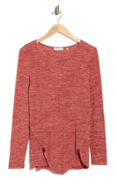 Patrizia Luca Scalloped Hem Long Sleeve Top In Red