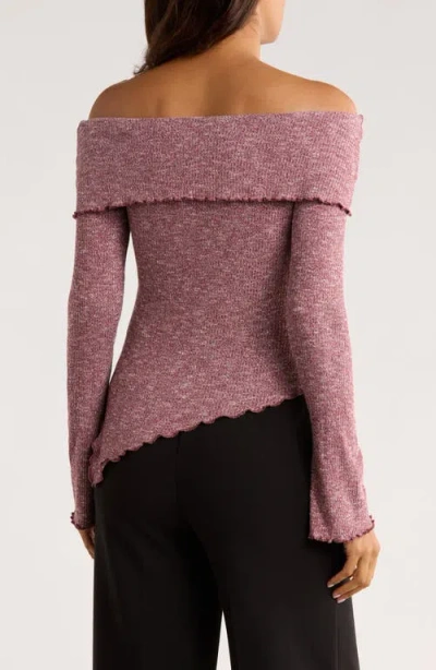 Patrizia Luca Off The Shoulder Long Sleeve Asymmetric Top In Pink