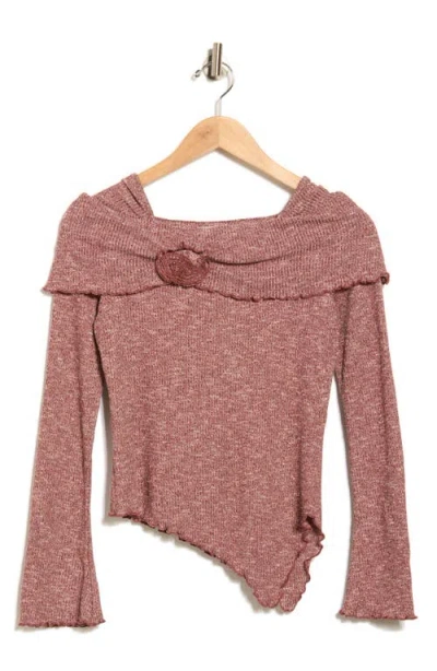 Patrizia Luca Off The Shoulder Long Sleeve Asymmetric Top In Pink