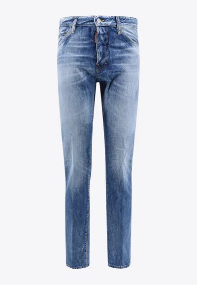 Dsquared2 Logo Patch Faded Cool Guy Jeans In Blue