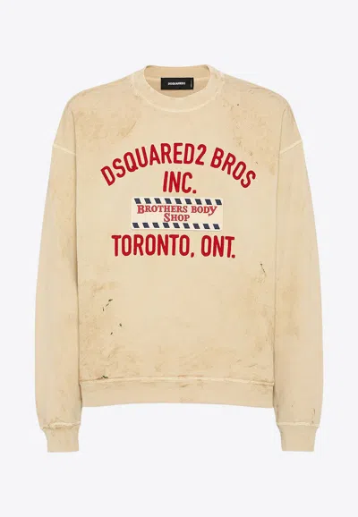 Dsquared2 Brothers Body Shop Patch Distressed Sweatshirt In Metallic