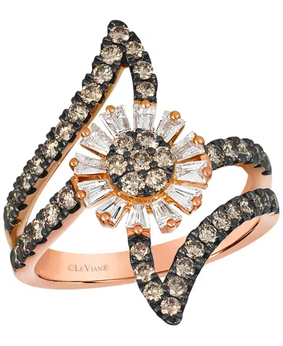 Le Vian Chocolate Diamond (0.37 Ct. T.w.) And Vanilla Diamond (0.89 Ct. T.w.) Ring In 14k Strawberry Gold In Gold