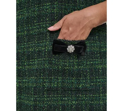 Eliza J Plus Size Short Sleeve Lurex Boucle Shift Dress In Green