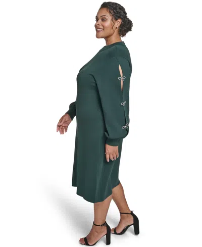 Eliza J Plus Size Bow Sleeve Sweater Dress In Green