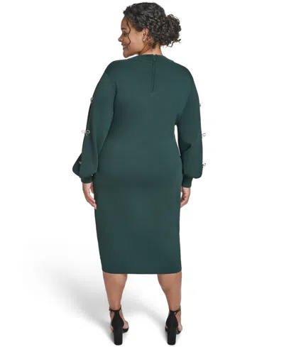 Eliza J Plus Size Bow Sleeve Sweater Dress In Green