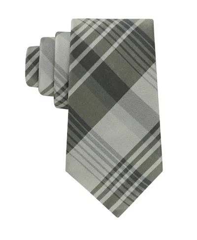 Calvin Klein Men's Doris Plaid Pattern Classic Tie In Gray