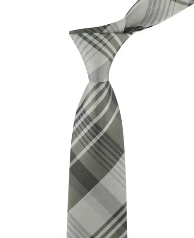 Calvin Klein Men's Doris Plaid Pattern Classic Tie In Gray