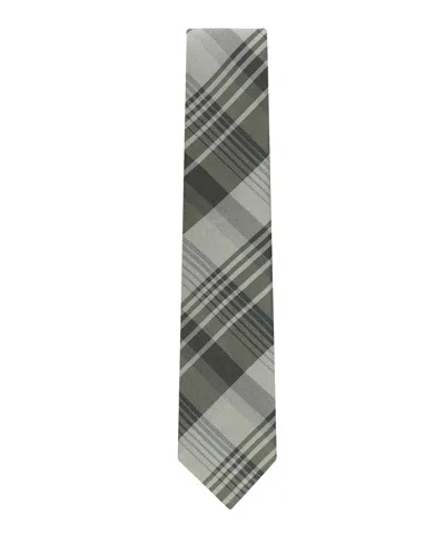 Calvin Klein Men's Doris Plaid Pattern Classic Tie In Gray