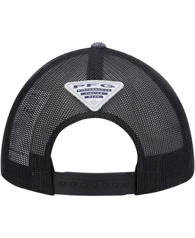 Columbia Men's  Heathered Charcoal, Black Pfg Fish Flag Coolmax Trucker Snapback Hat In Gray
