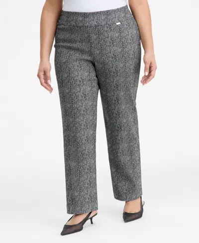 Inc International Concepts Plus Size Mid-rise Jacquard Pants, Macy's Exclusive In Multi